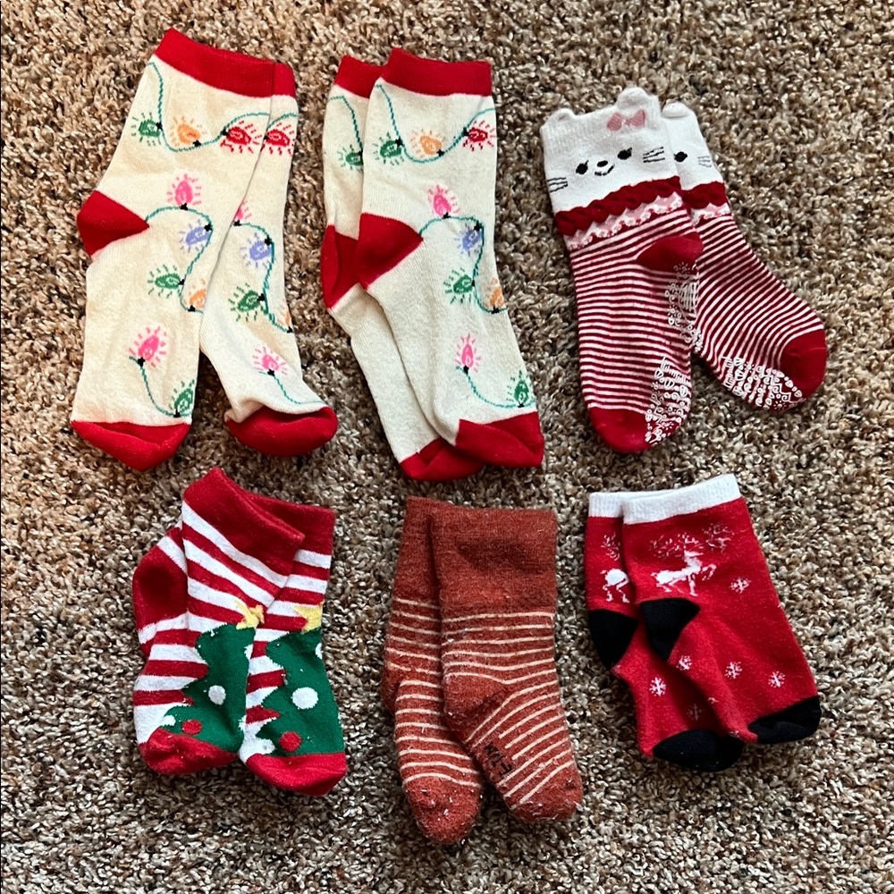 Holiday Cheer Kids Socks Set - Red, Green, White, Brown